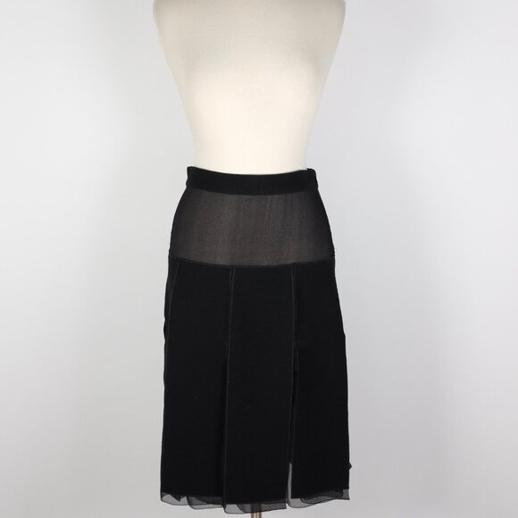 Y2K 90s PRADA dress 2 piece top skirt 44 US Small black sheer panels vintage - Picture 5 of 16